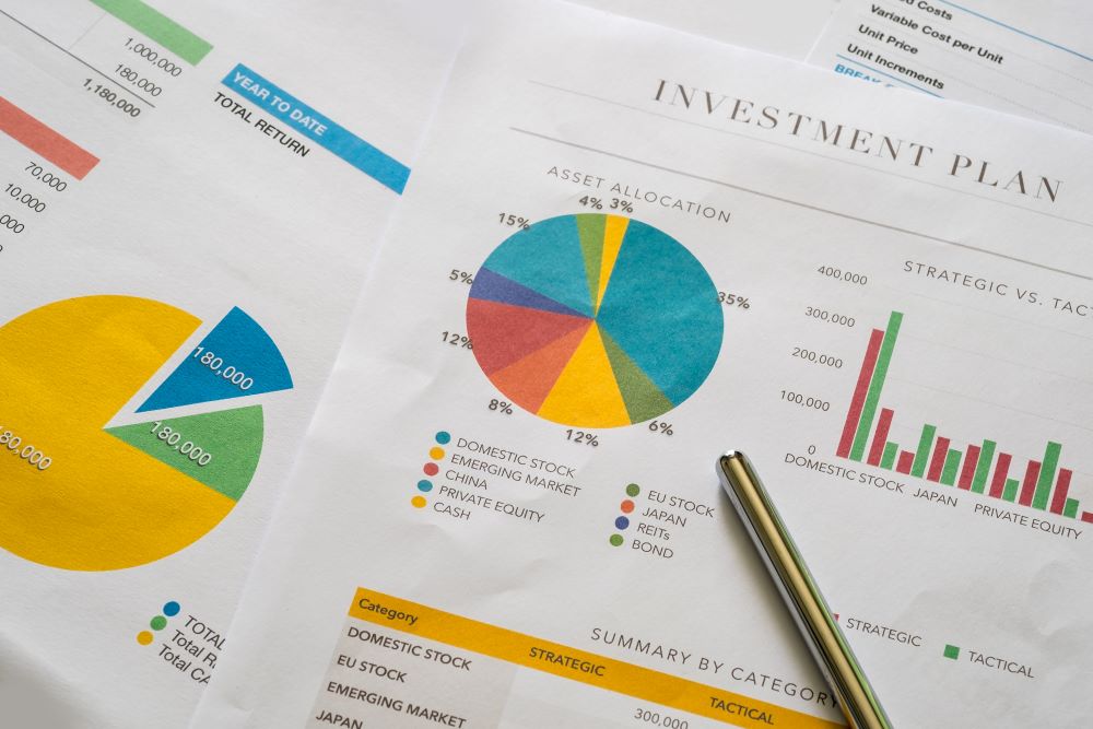 Investment stats displayed on a paper